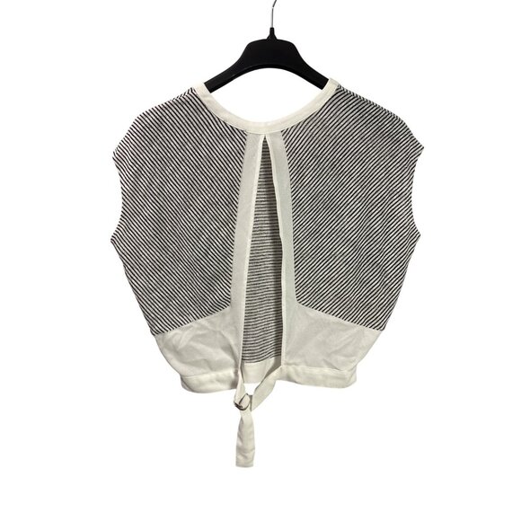 Express Striped Open Back Knit Top Tie Detail Womens M Black White New - Picture 2 of 4